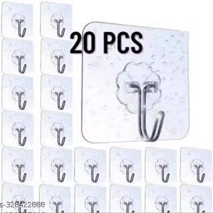 OITREX 20Pcs High Quality Large Loading Capacity Simple Design Transparent Bathroom Kitchen Adhesive Wall Hanger Hook Self Adhesive Wall Hooks", Heavy Duty Sticky "Hooks'' for Hanging, Waterproof Transparent Adhesive "Hooks for Wall", "Wall Hangers'' for Hanging,"Sticker Hook"